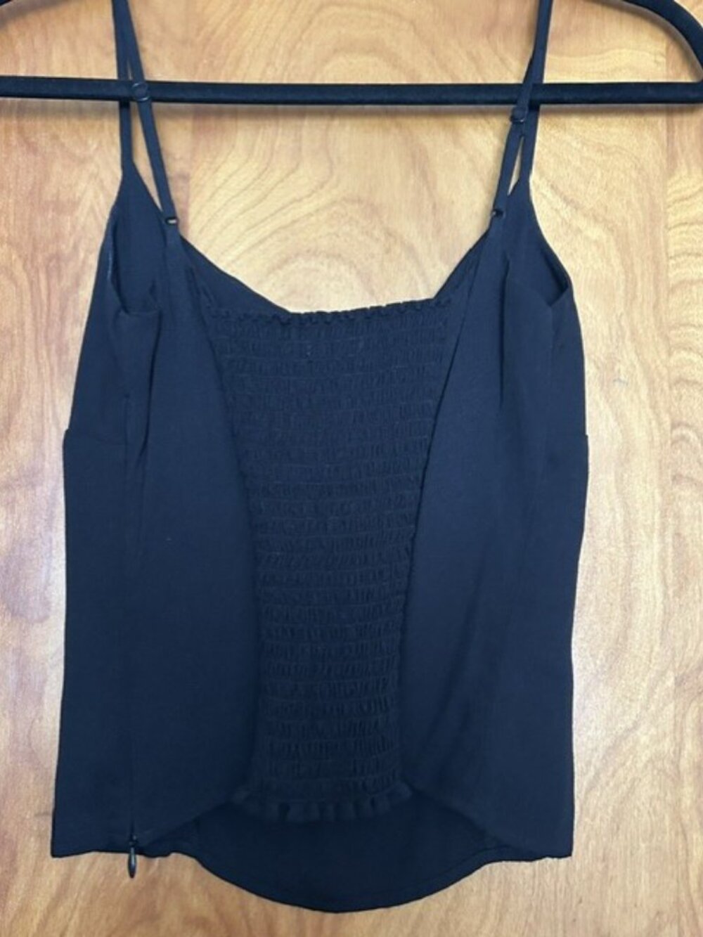 Reformation Black Square Neck Cami Top Smocked Back Size 2 - Picture 4 of 6